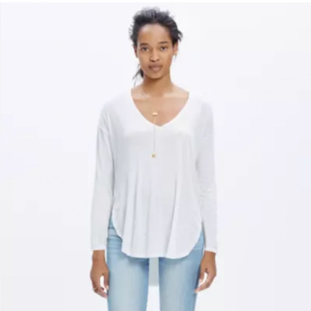 Madewell NWT anthem long sleeve v-neck tee white size medium